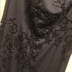 Black beaded evening gown